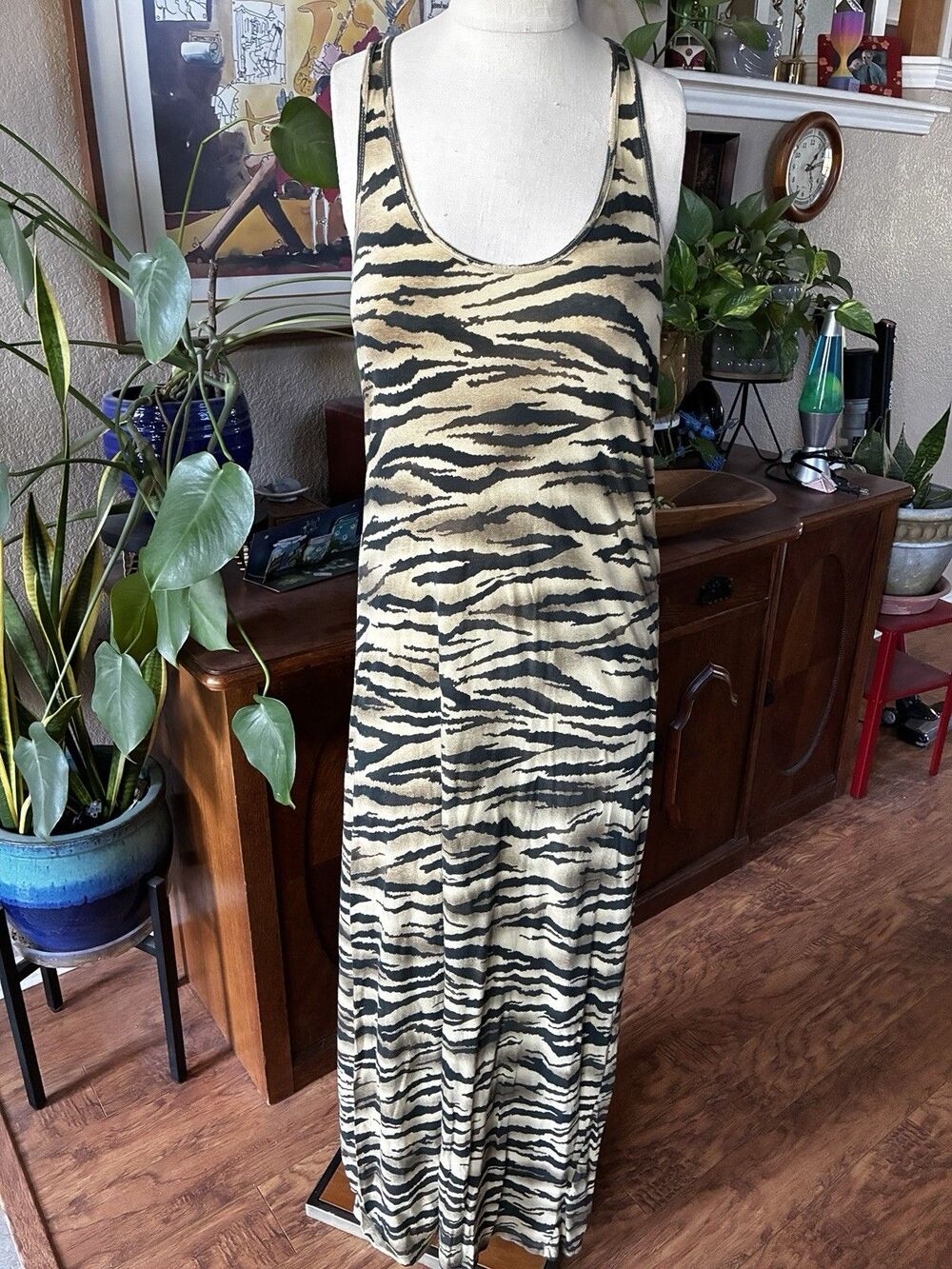 Denim & Supply Ralph Lauren Tiger Print Maxi Tank Dress Racerback Size Medium